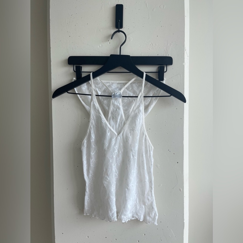 Ralph Lauren 100% Nylon Lace Tank and Bikini Lingerie Set in White Size M